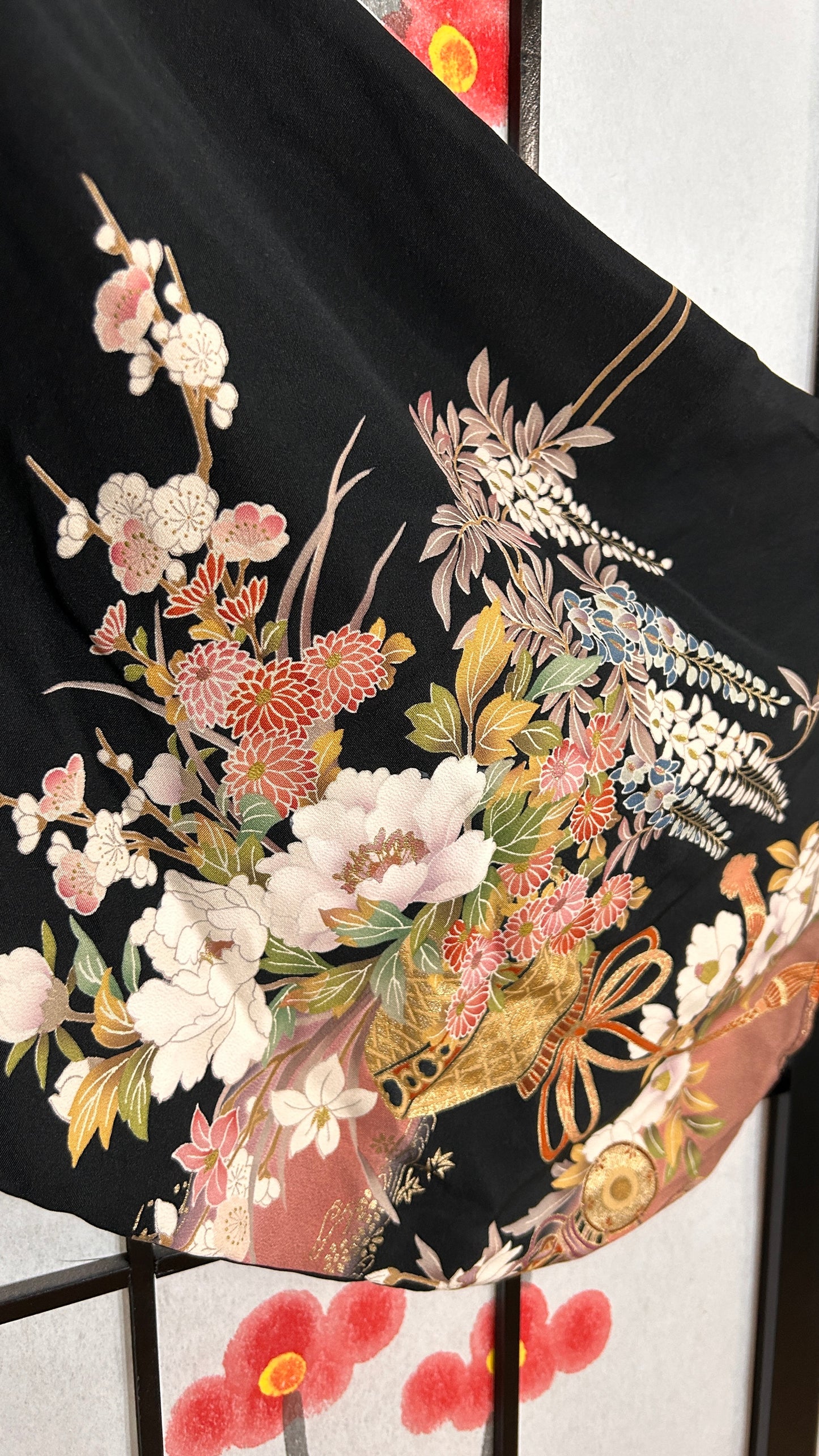 Upcycled Kimono Biwako Hoodie Black