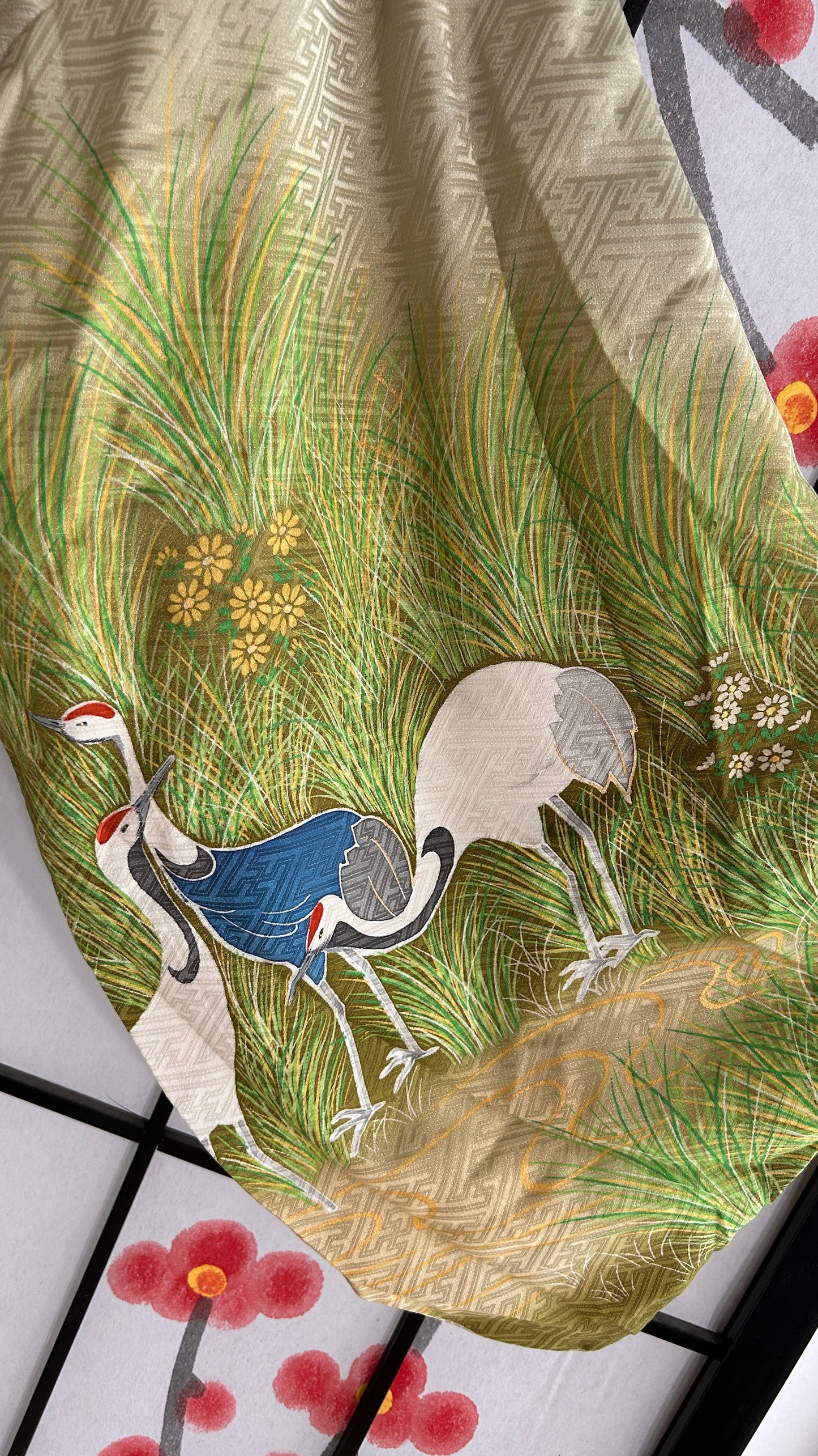 Upcycled Kimono Biwako Hoodie Green