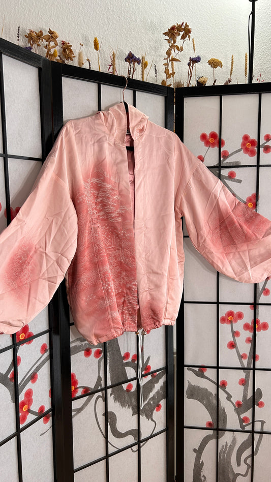 Upcycled Kimono Regular Hoodie Pink