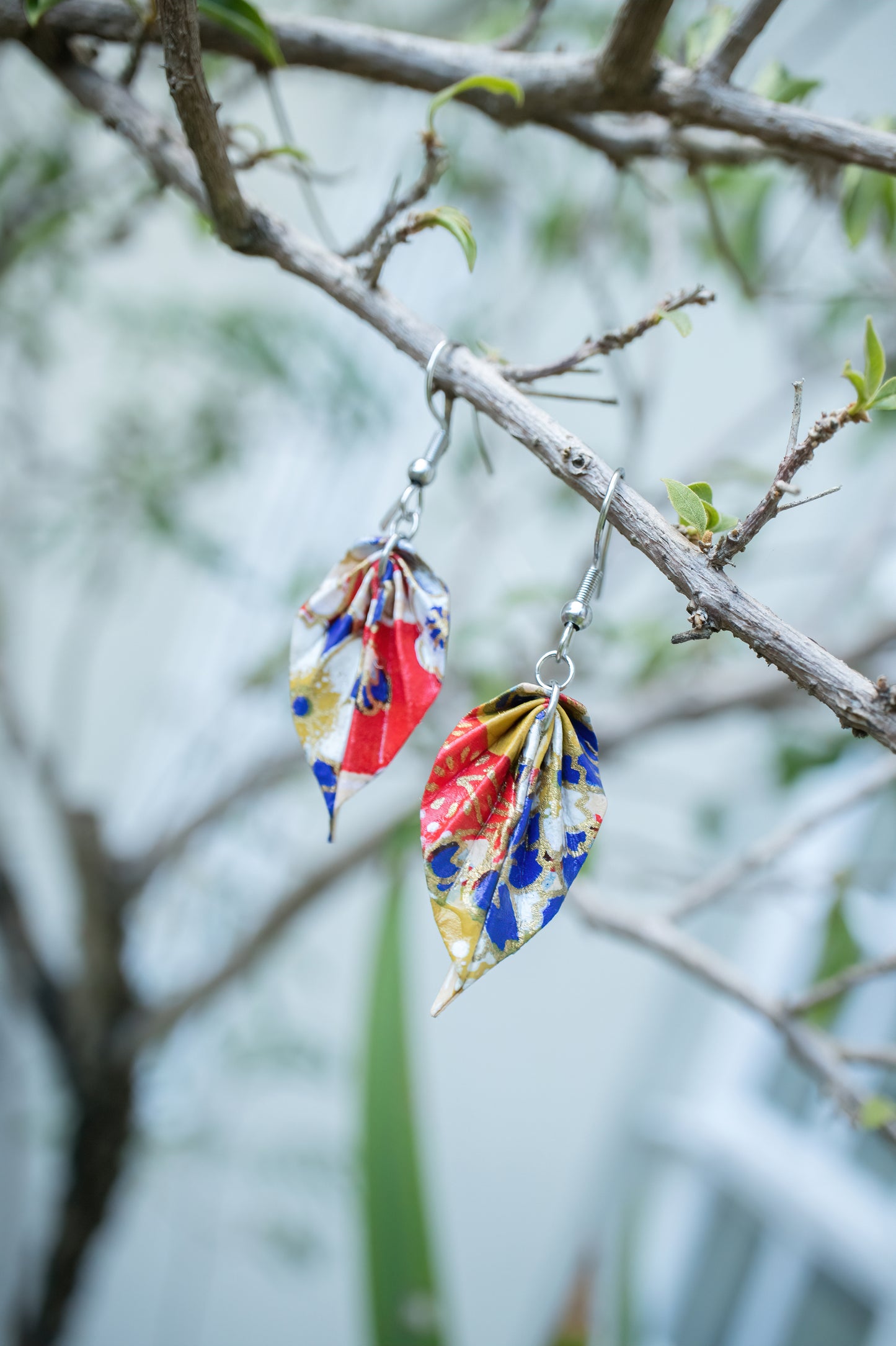 Small Leaves Origami Earrings