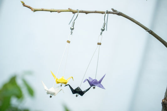 Nonbinary Mini Crane LGBTQ Origami Earrings, product view 2