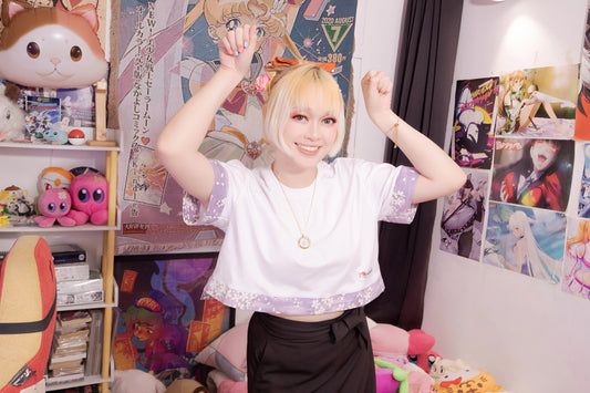 Croptop T-Shirt Boxy Fit with Traditional Japanese Fabric