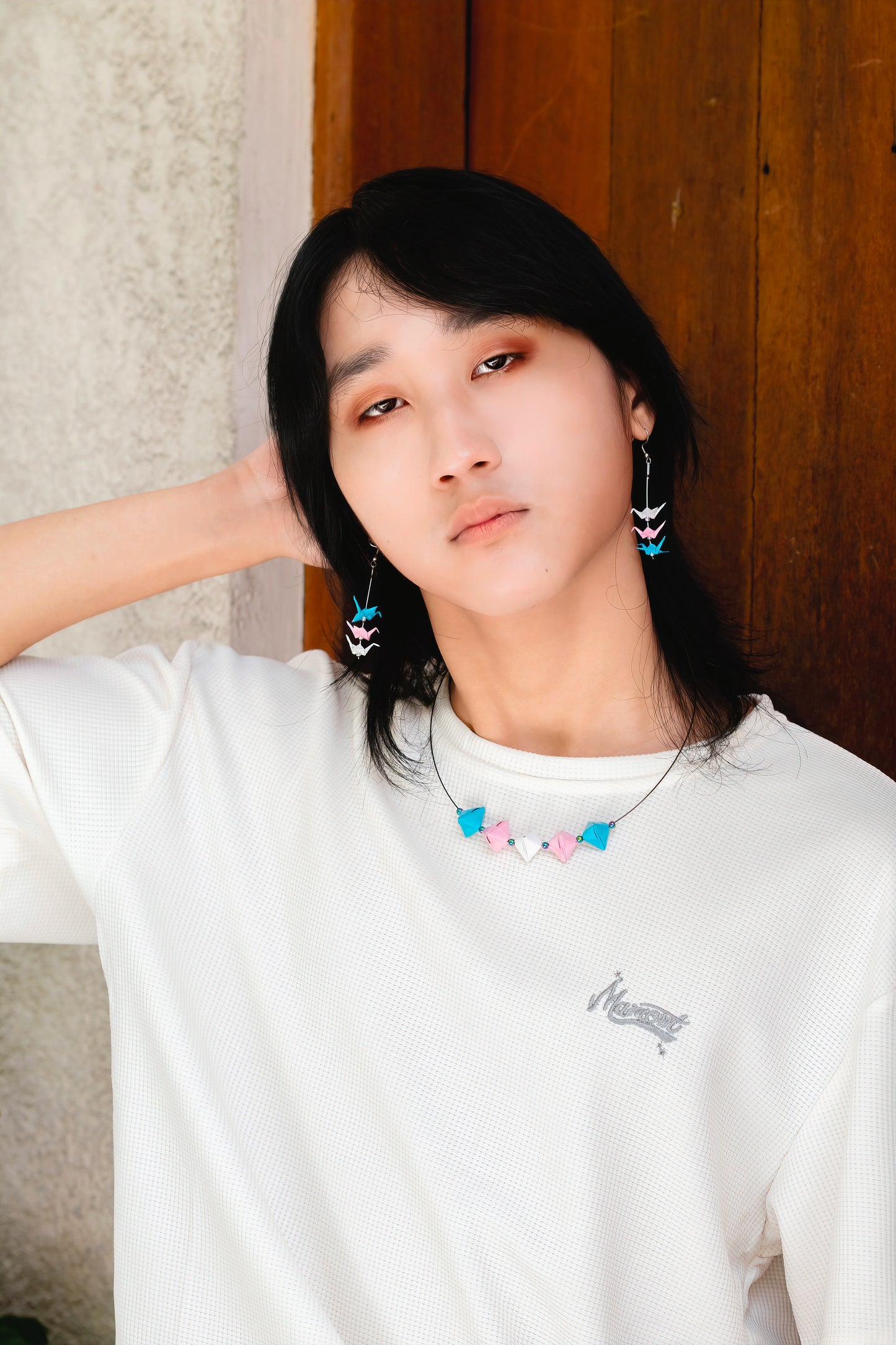 Trans Mini Crane LGBTQ Origami Earrings