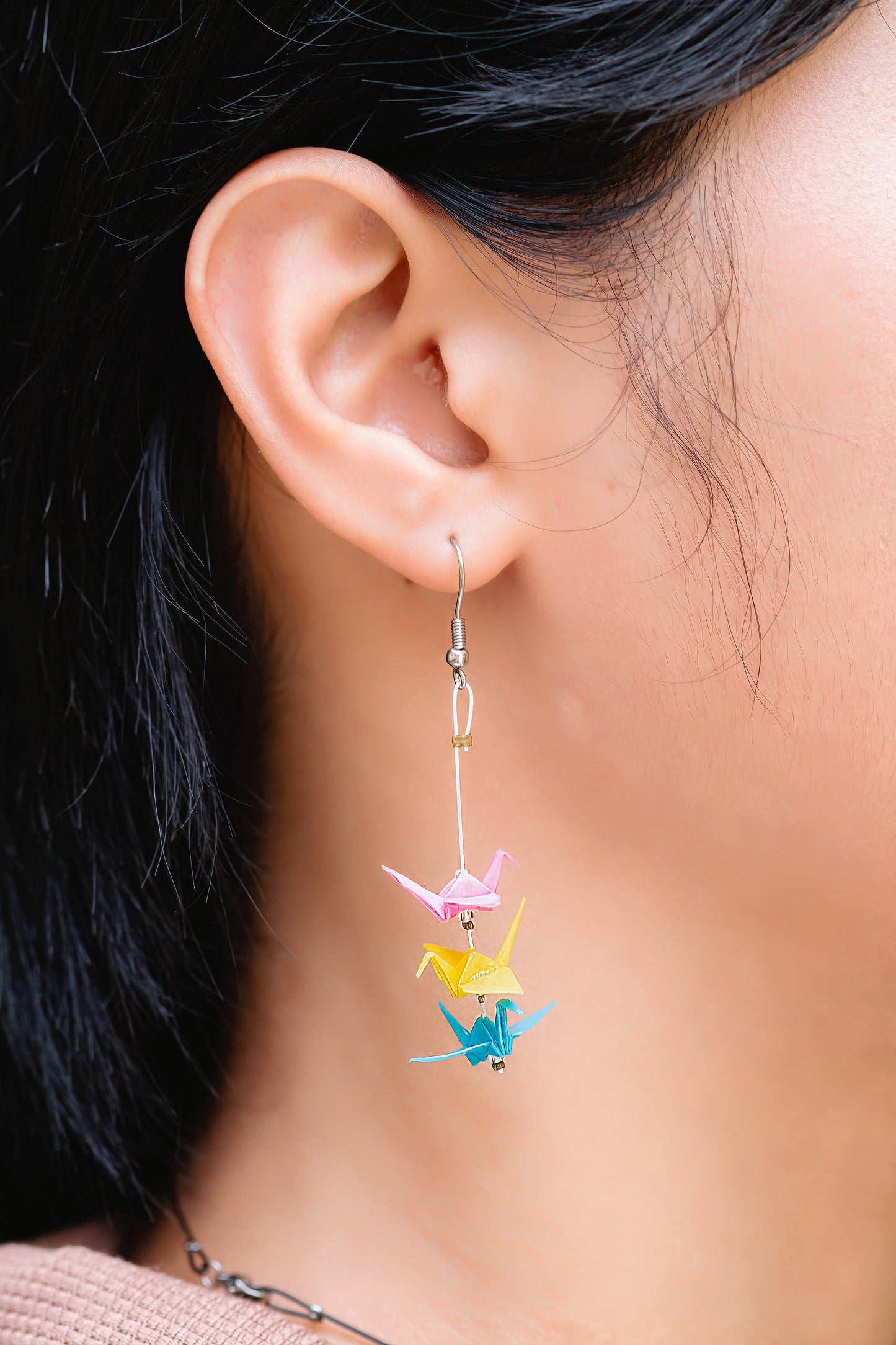 Pansexual Mini Crane LGBTQ Origami Earrings