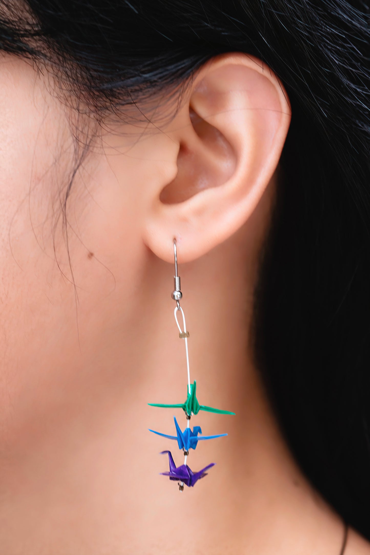 Rainbow Mini Crane LGBTQ Origami Earrings