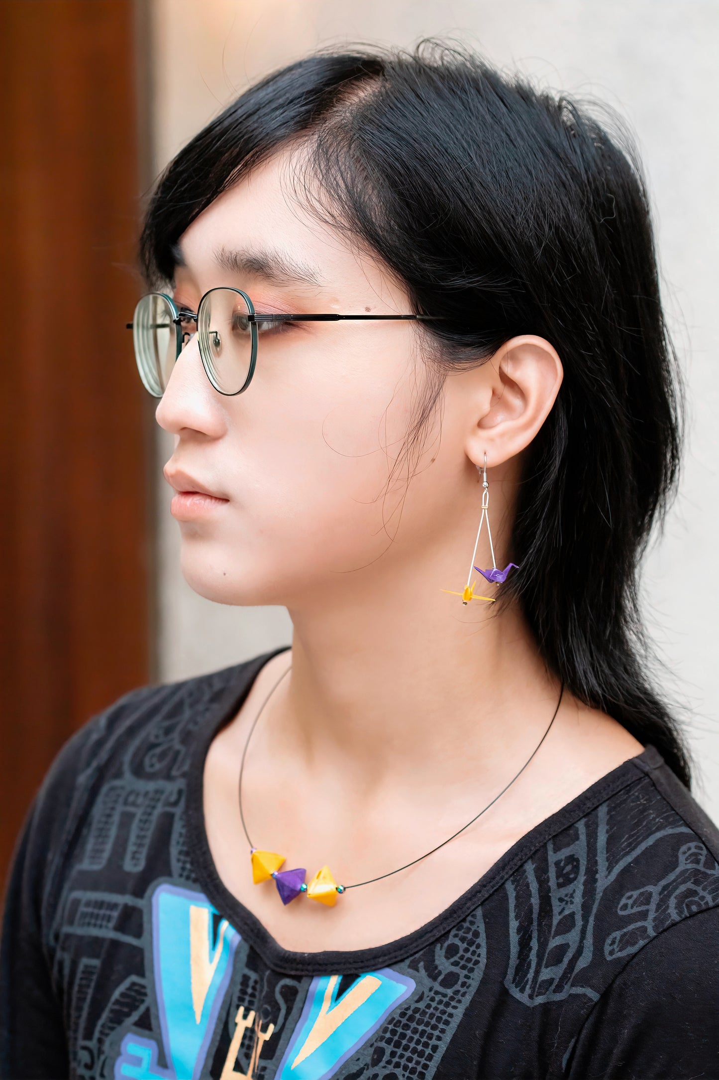 Intersexual Mini Crane LGBTQ Origami Earrings