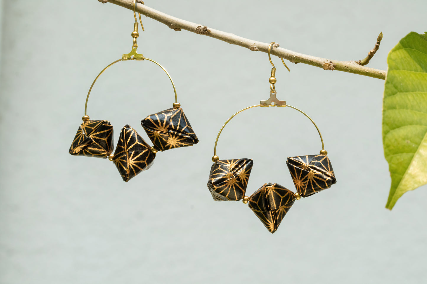 Triple Sonobe Origami Creole Earrings