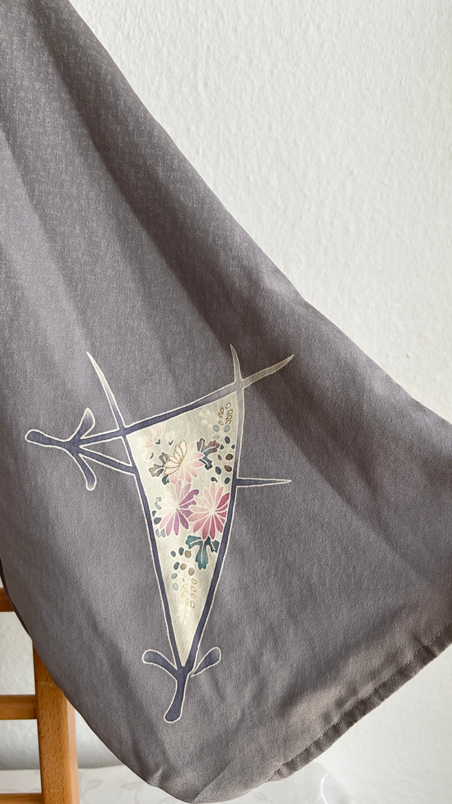 Upcycled Kimono Hoodie Gray Painted