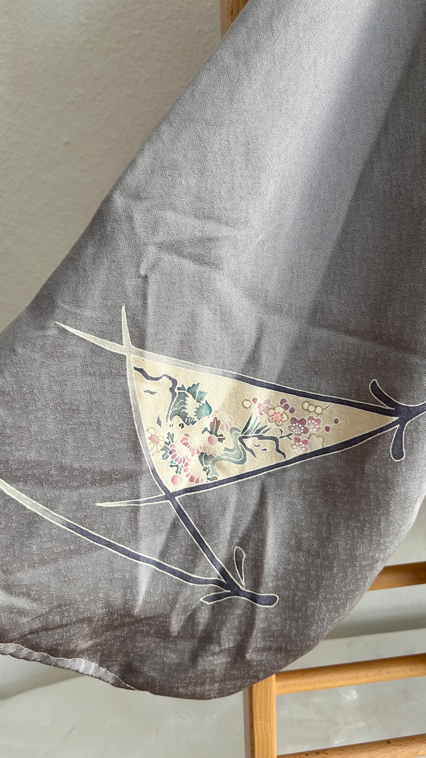 Upcycled Kimono Hoodie Gray Painted