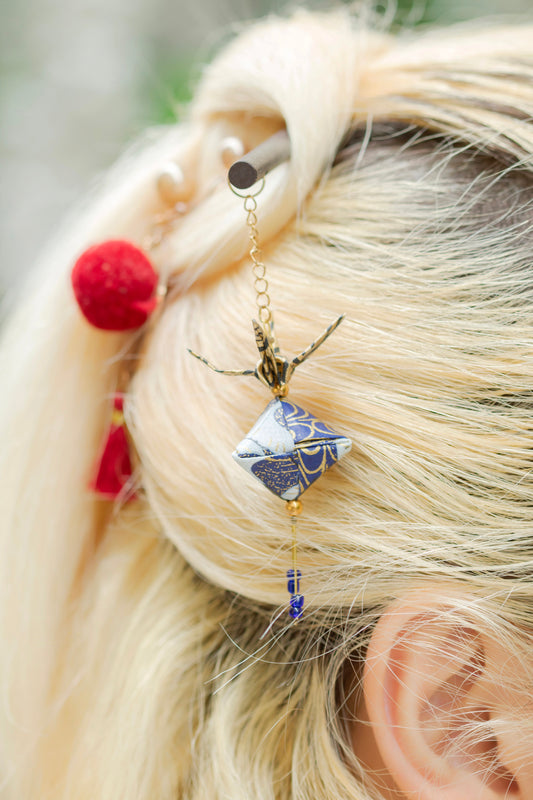 Crane & Sonobe Origami Hairstick