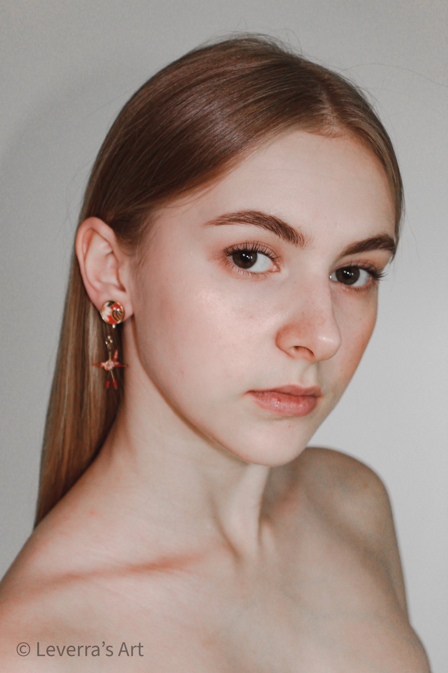 Crane Origami with Cabochon Earrings