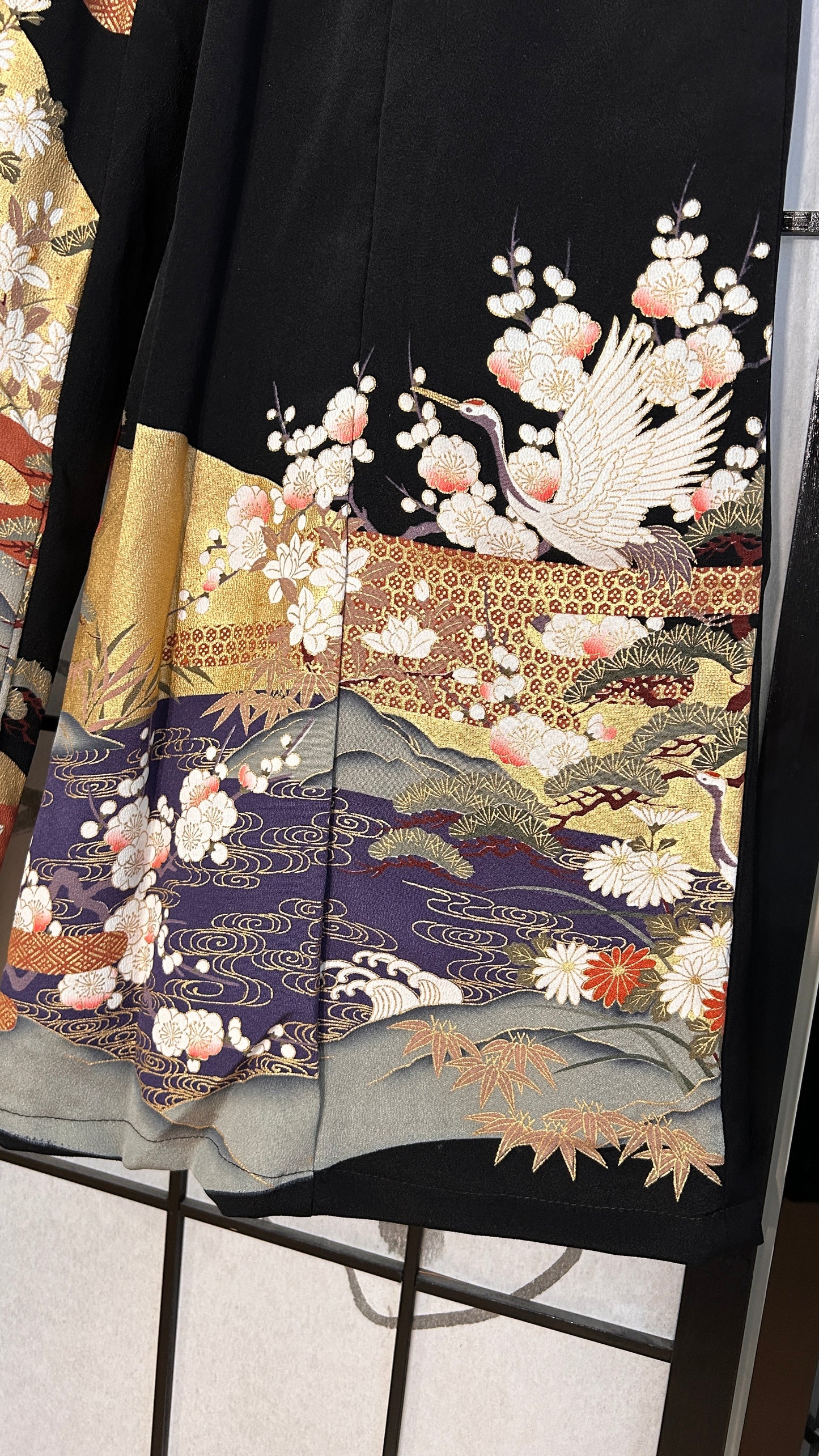 Palazzo Pants (Waist 58-66 cm) Upcycled Kimono Black