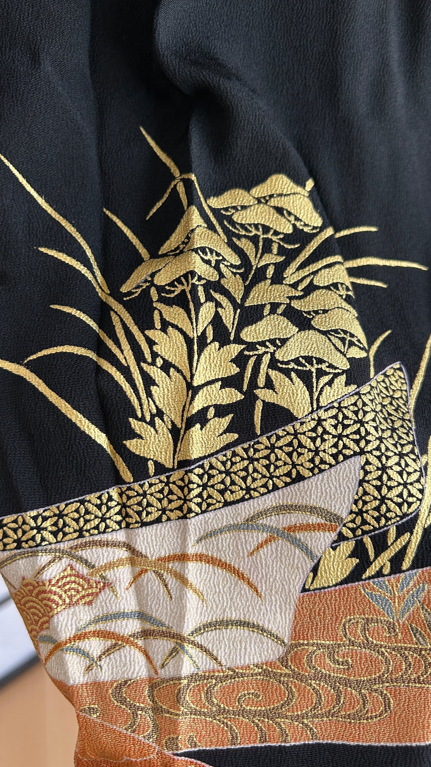 Palazzo Pants (Waist 71-78 cm) Upcycled Kimono Black