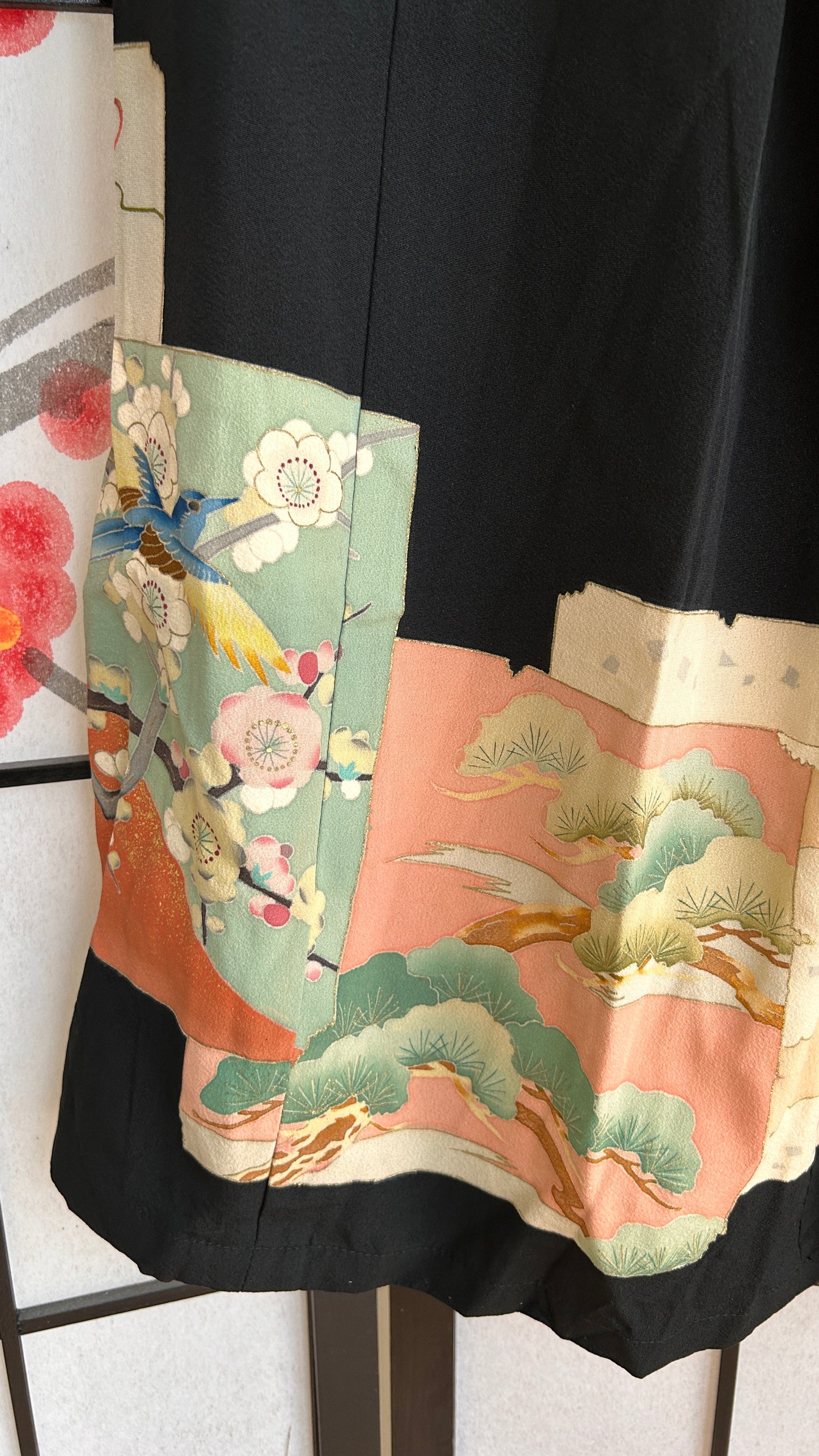 Palazzo Pants (Waist 71-78 cm) Upcycled Kimono Black