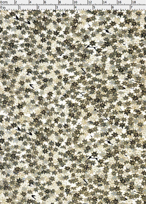 Floral patterned chiyogami paper with a ruler at the top