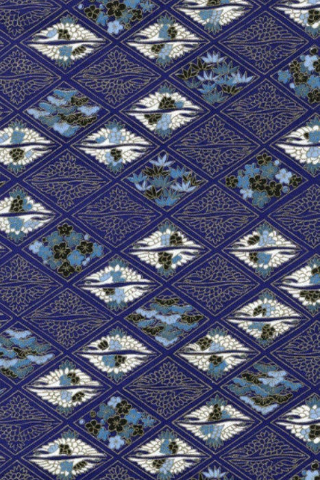 Patterned chiyogami paper with blue and white geometric design