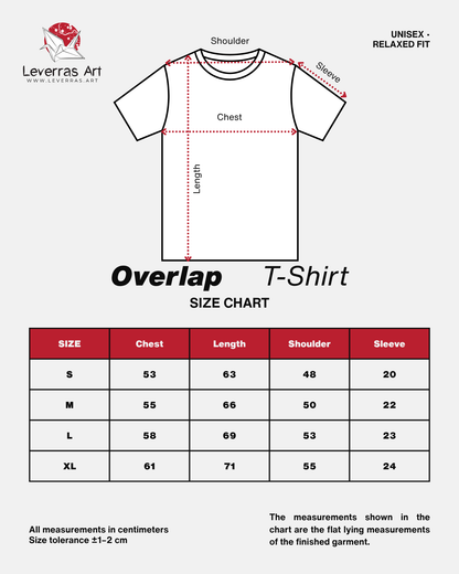 Size chart for the unisex t-shirt loose fit