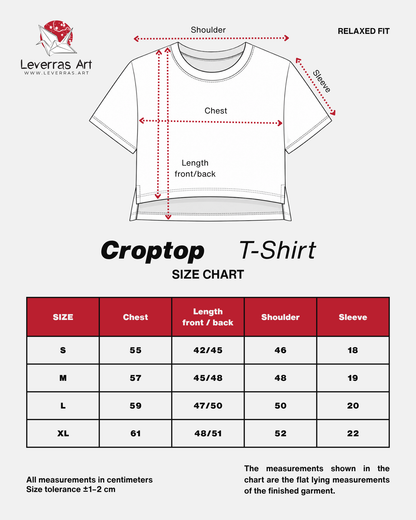 Size chart for the croptop t-shirt boxy fit