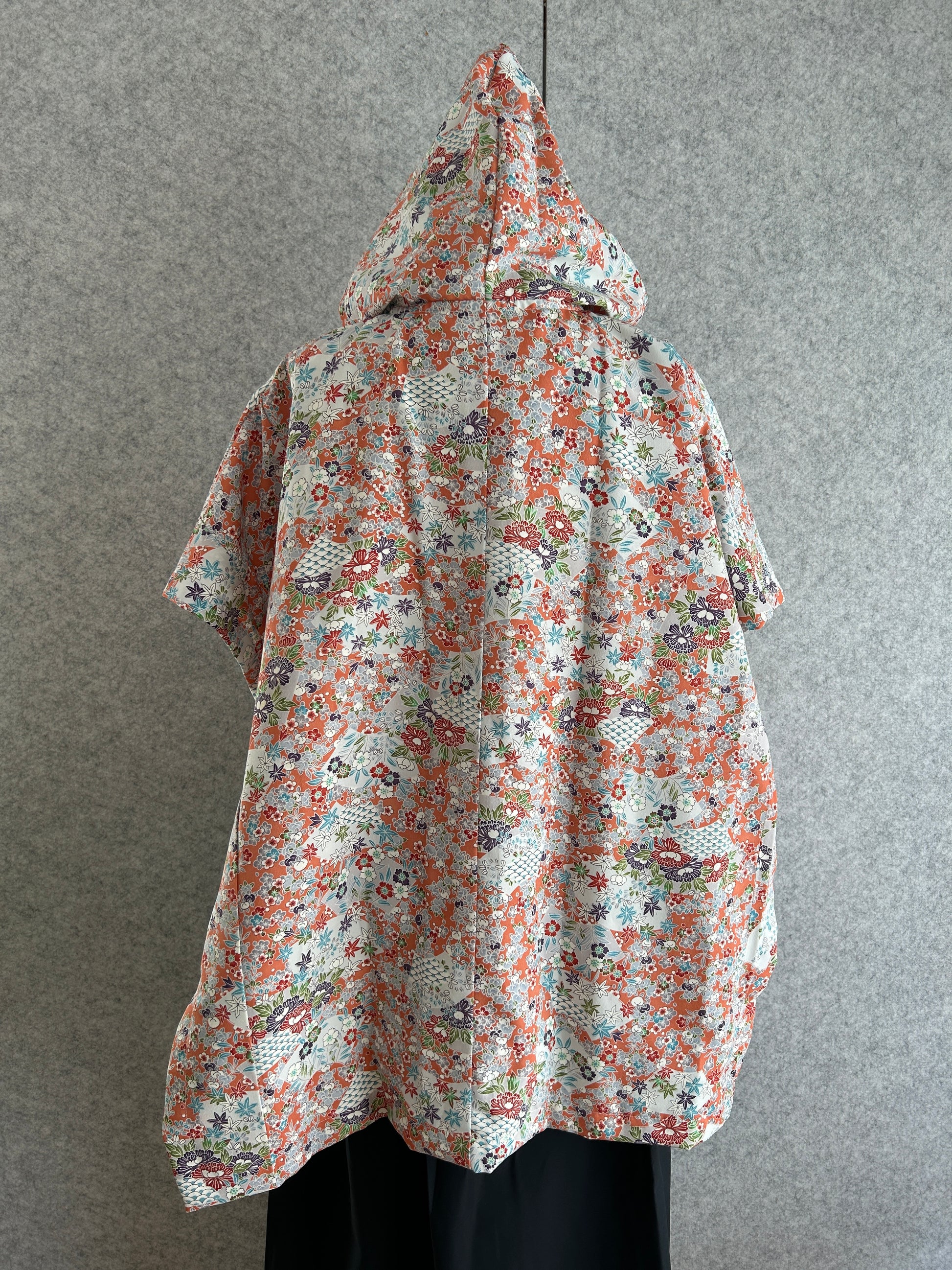 Floral-patterned fabric on a gray background