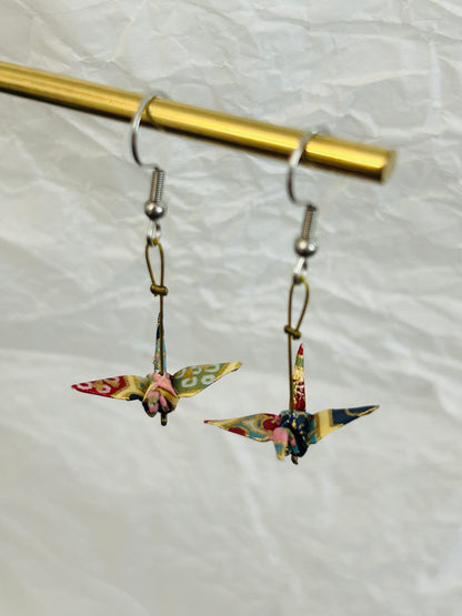 Mini Crane Handmade Origami Earrings