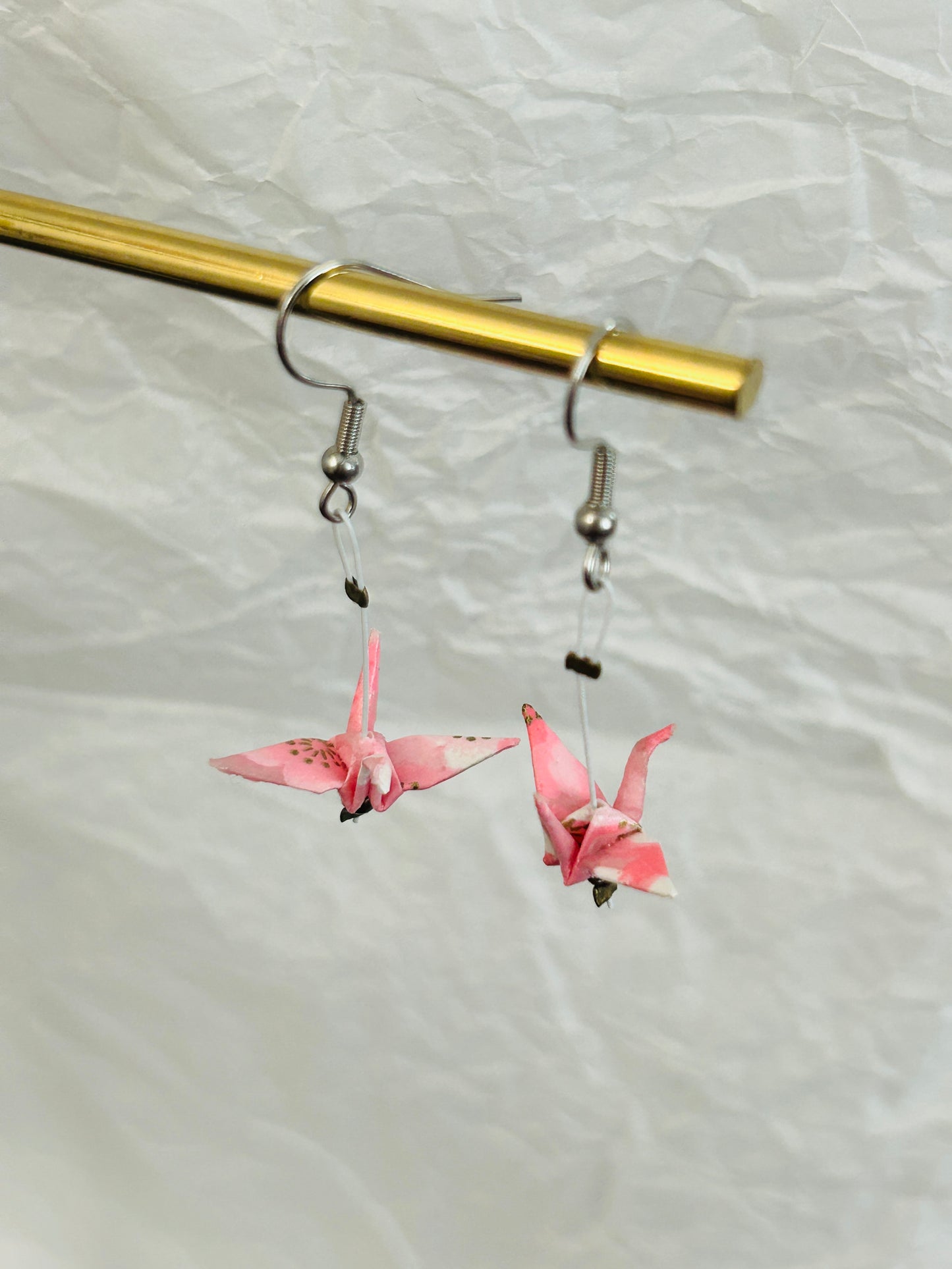 Mini Crane Handmade Origami Earrings