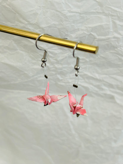 Mini Crane Handmade Origami Earrings