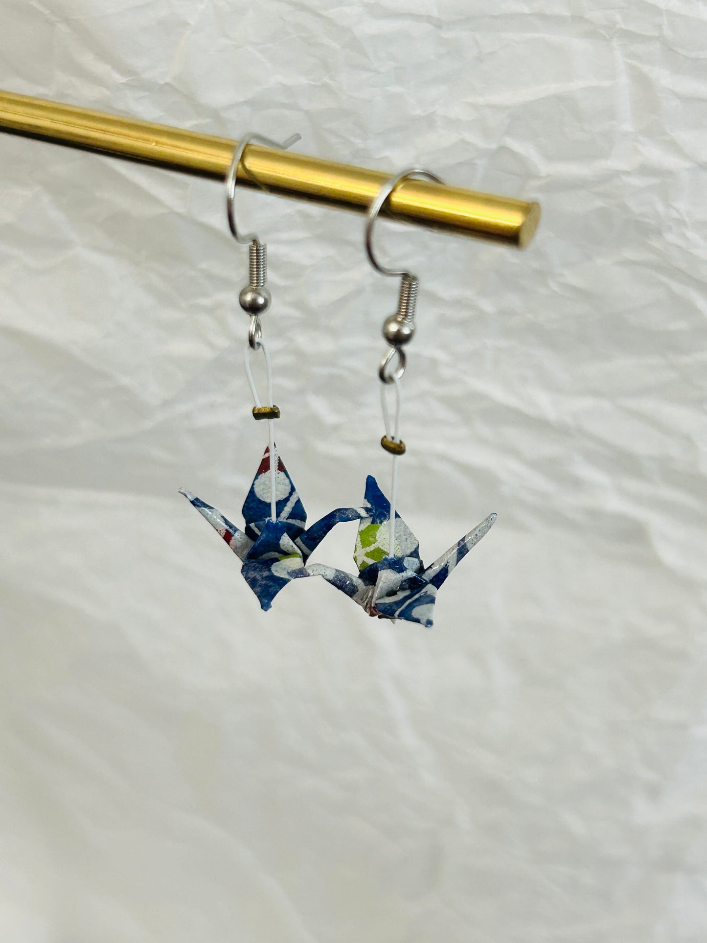 Mini Crane Handmade Origami Earrings