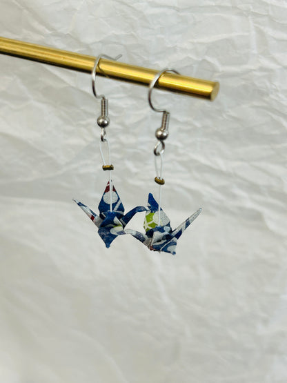 Mini Crane Handmade Origami Earrings