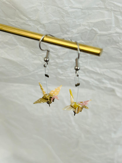 Mini Crane Handmade Origami Earrings