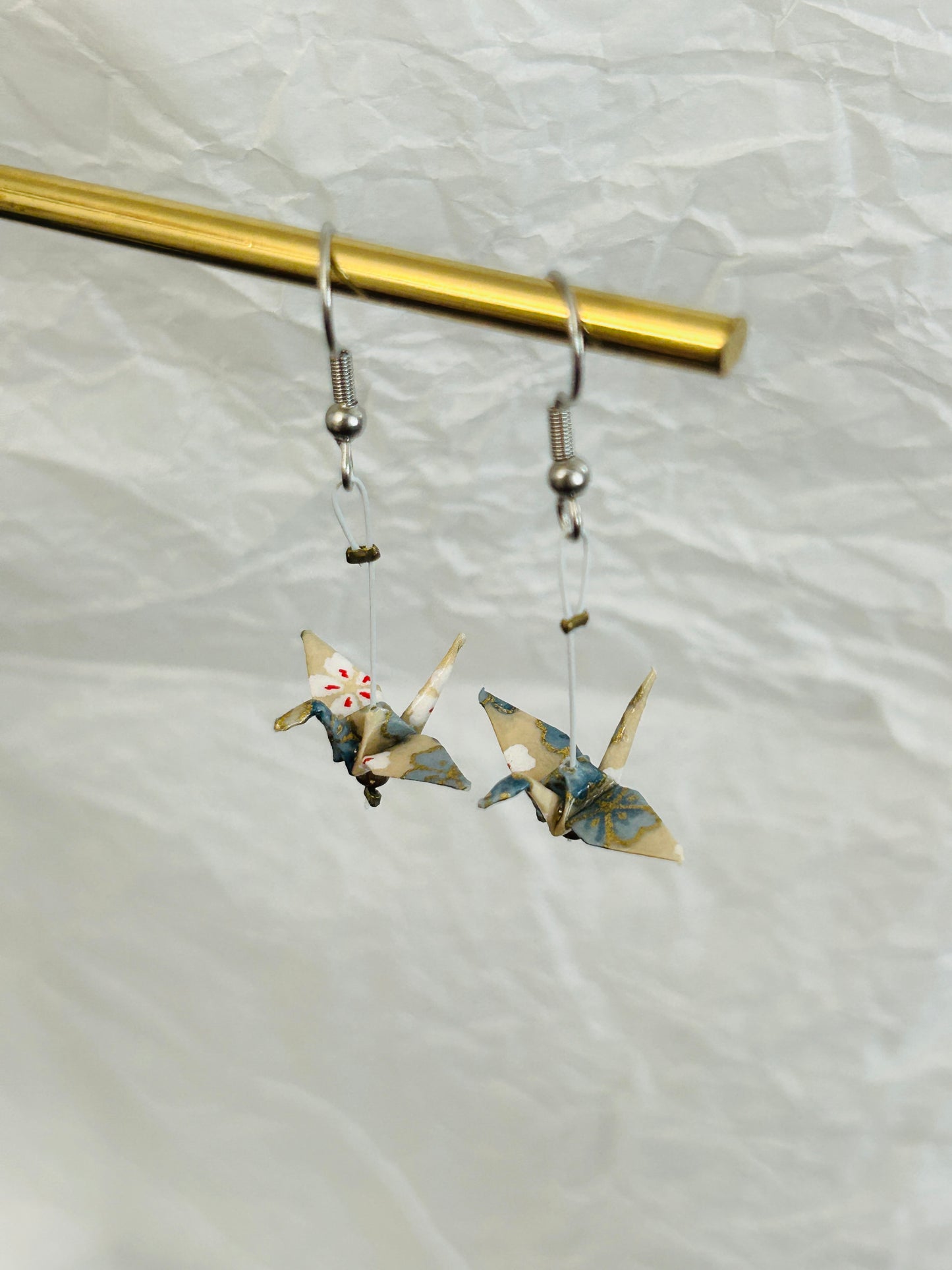 Mini Crane Handmade Origami Earrings
