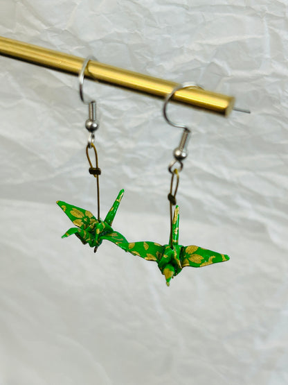 Mini Crane Handmade Origami Earrings