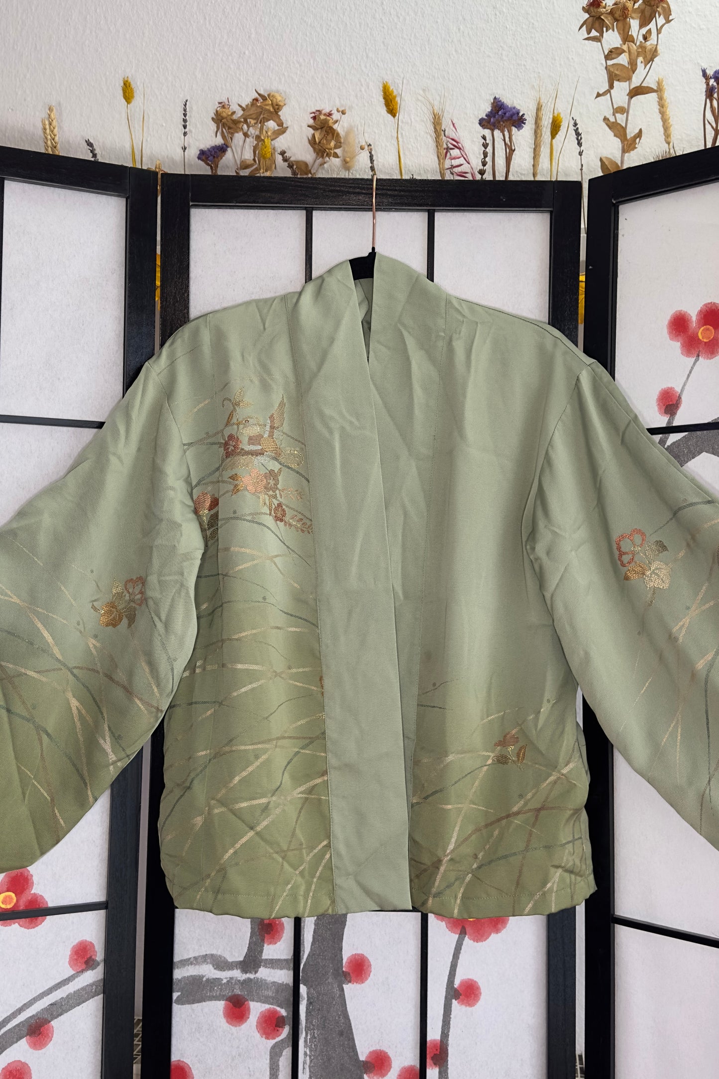Upcycled Kimono Blazer 1T Green