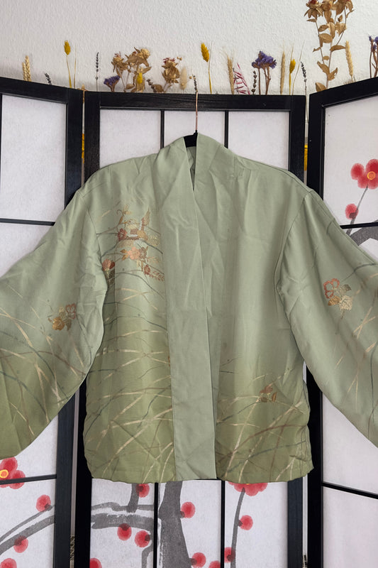 Upcycled Kimono Blazer 1T Green