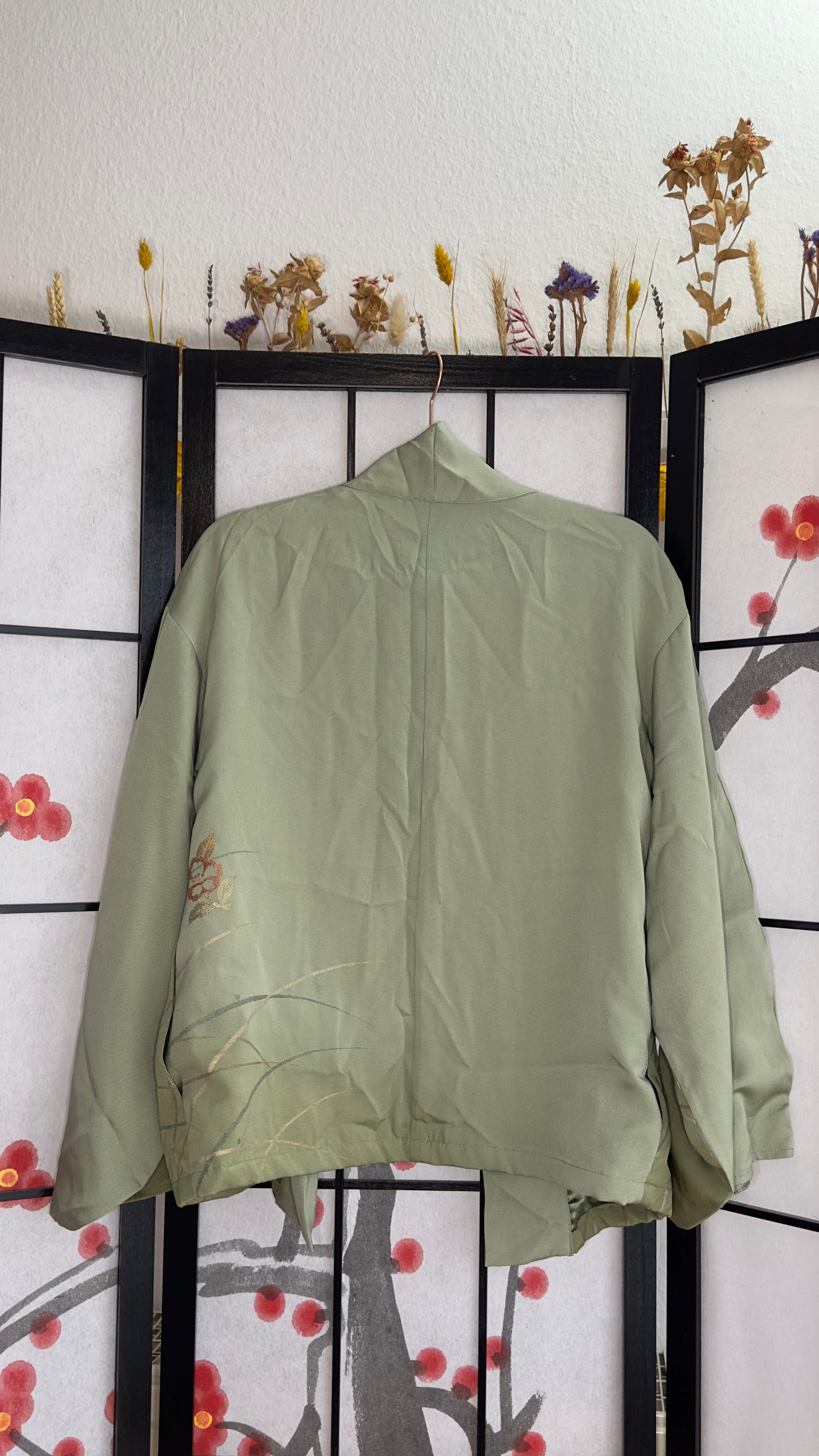 Upcycled Kimono Blazer 1T Green