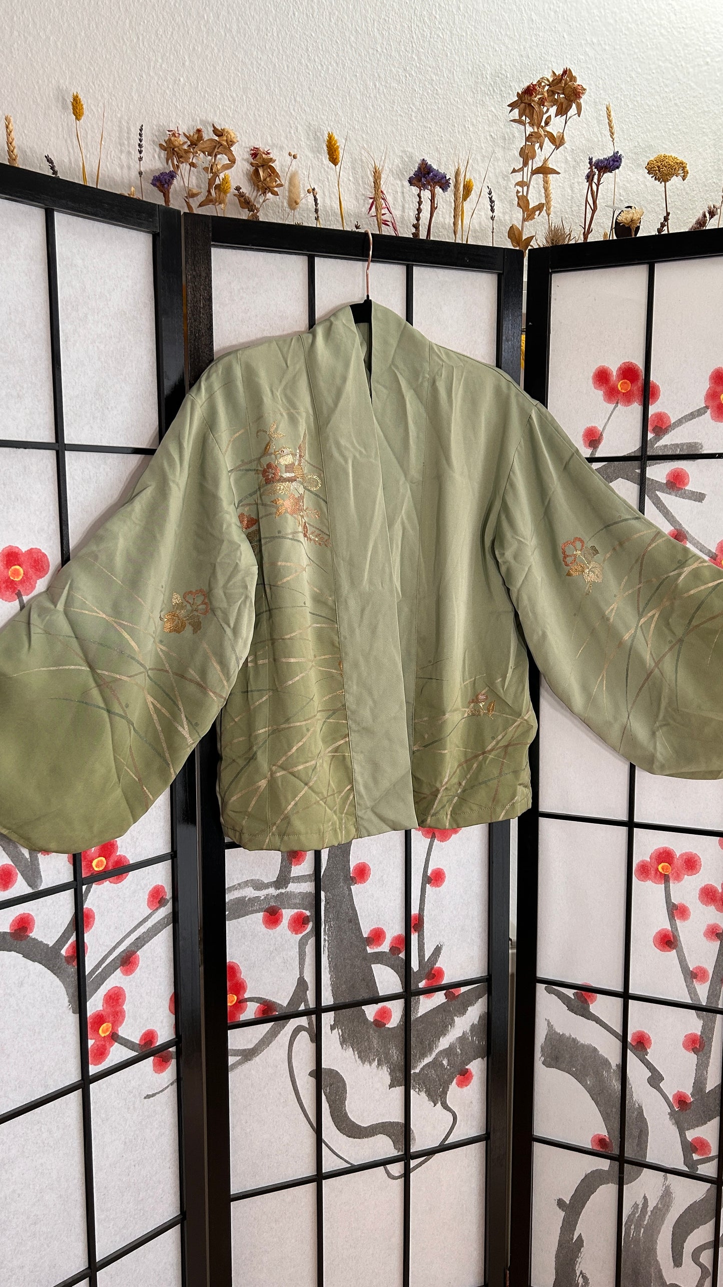 Upcycled Kimono Blazer 1T Green