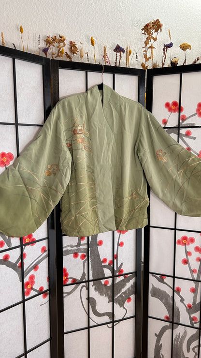 Upcycled Kimono Blazer 1T Green