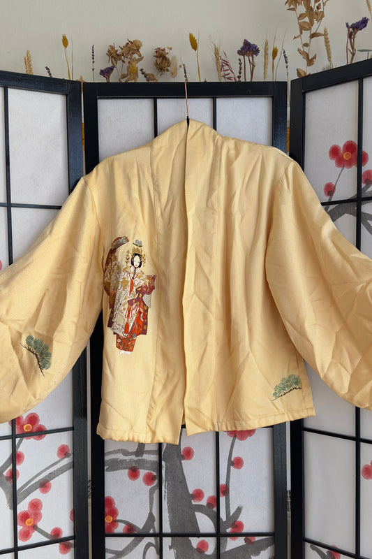 Upcycled Kimono Blazer 1T Yellow