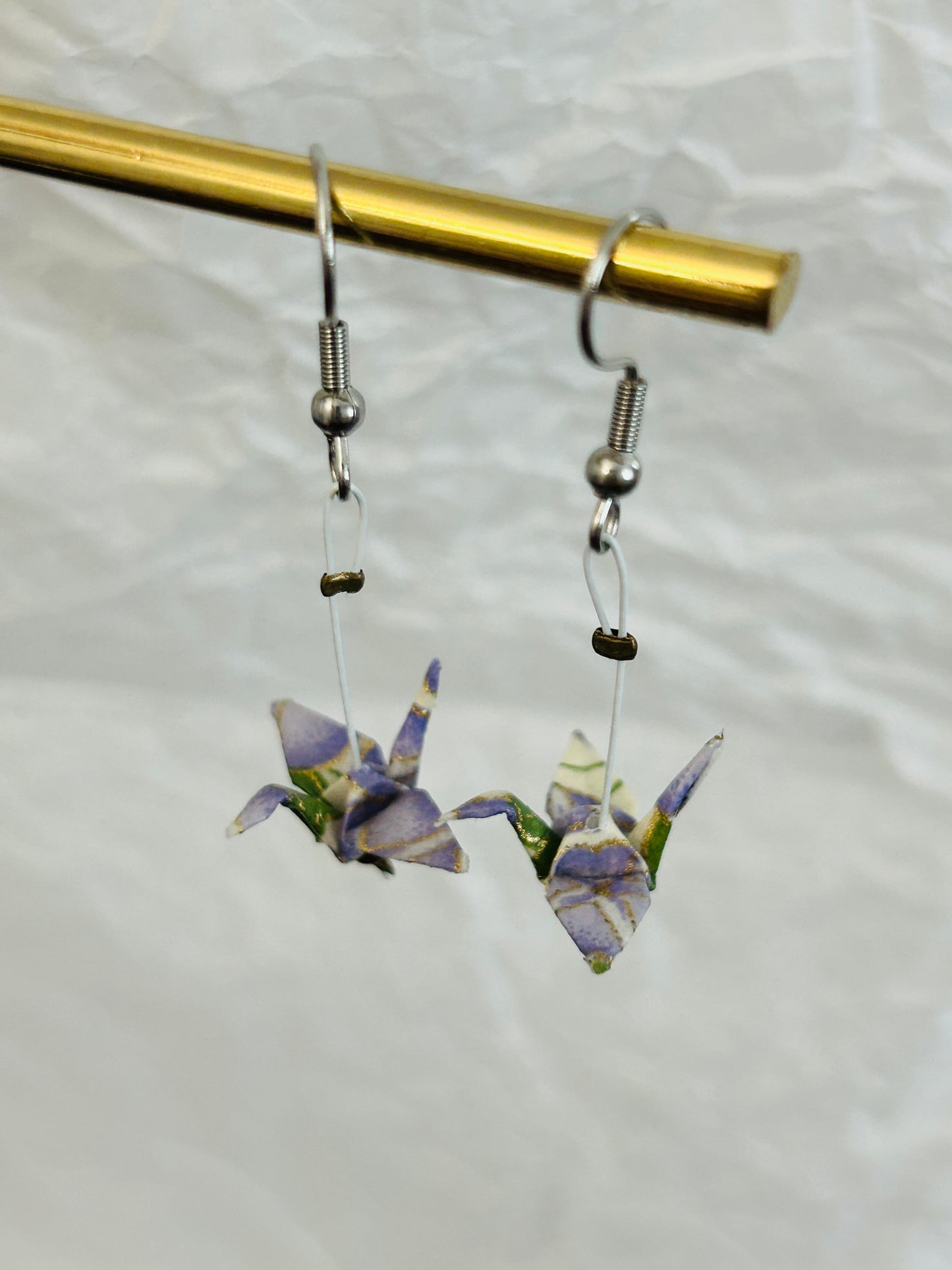 Mini Crane Handmade Origami Earrings