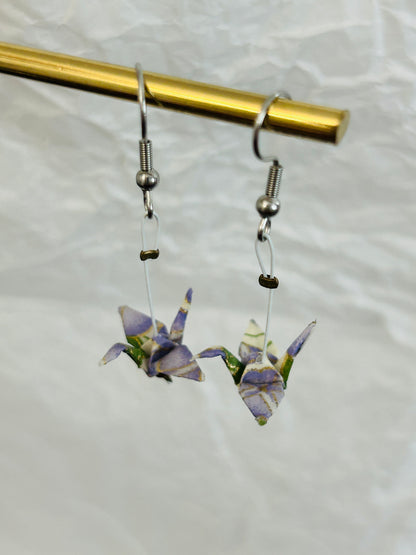 Mini Crane Handmade Origami Earrings