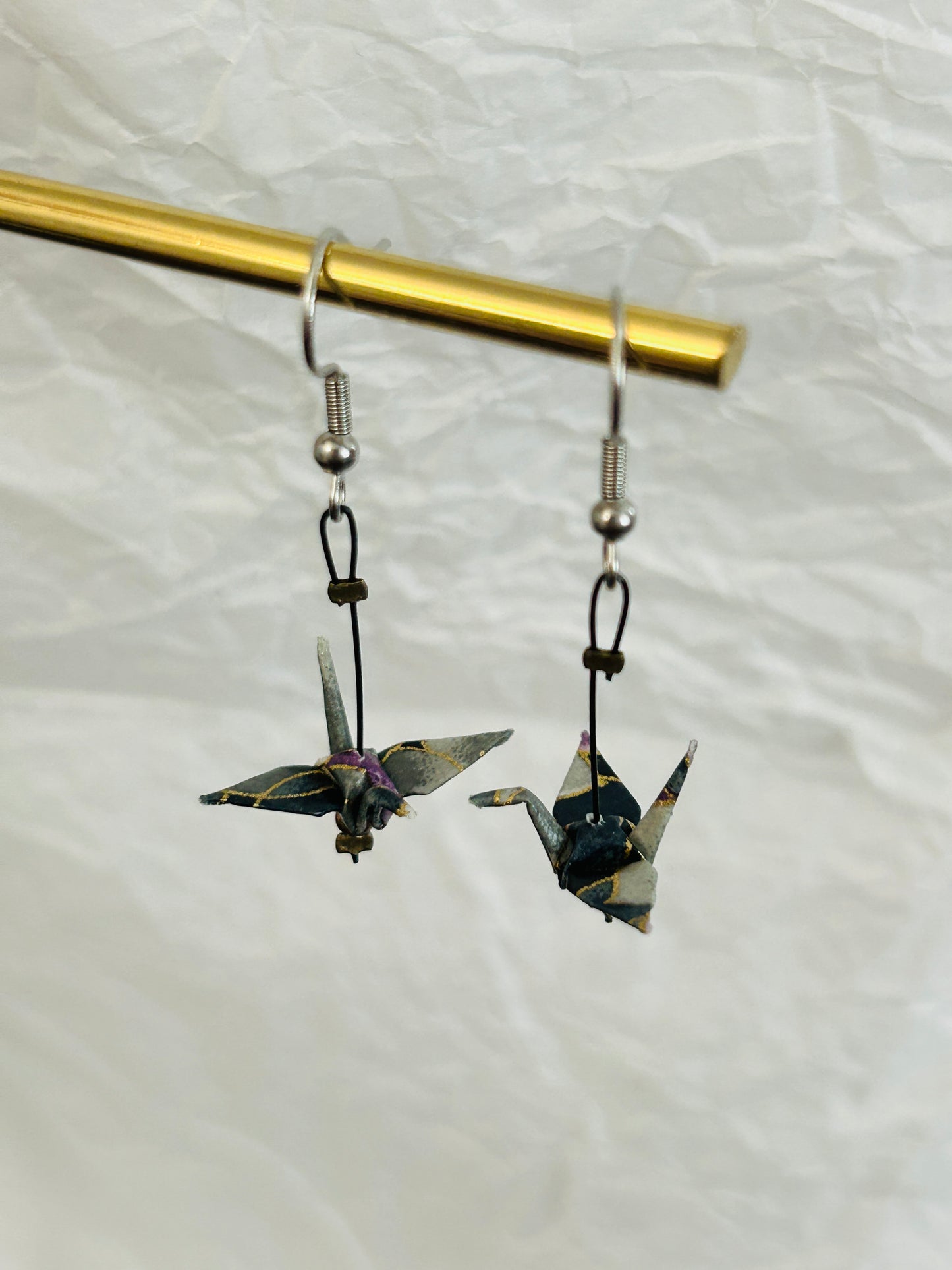 Mini Crane Handmade Origami Earrings