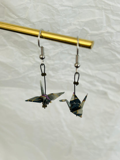 Mini Crane Handmade Origami Earrings