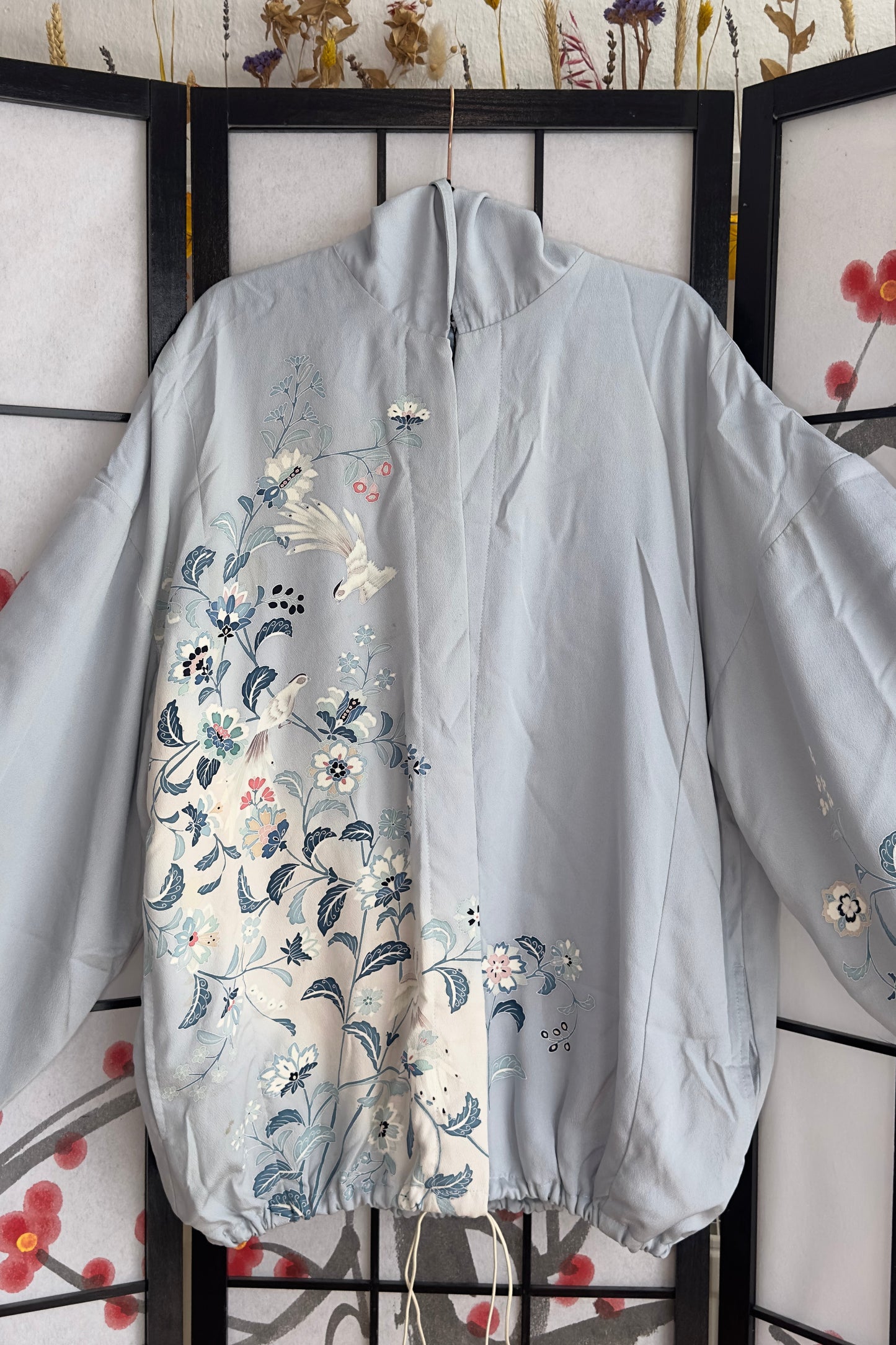 Upcycled Kimono Biwako Hoodie Blue