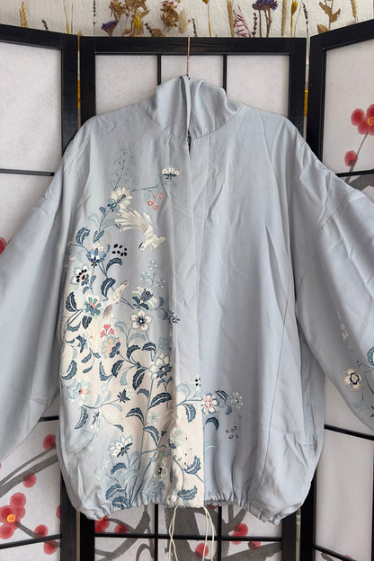 Upcycled Kimono Oversized Hoodie Blue