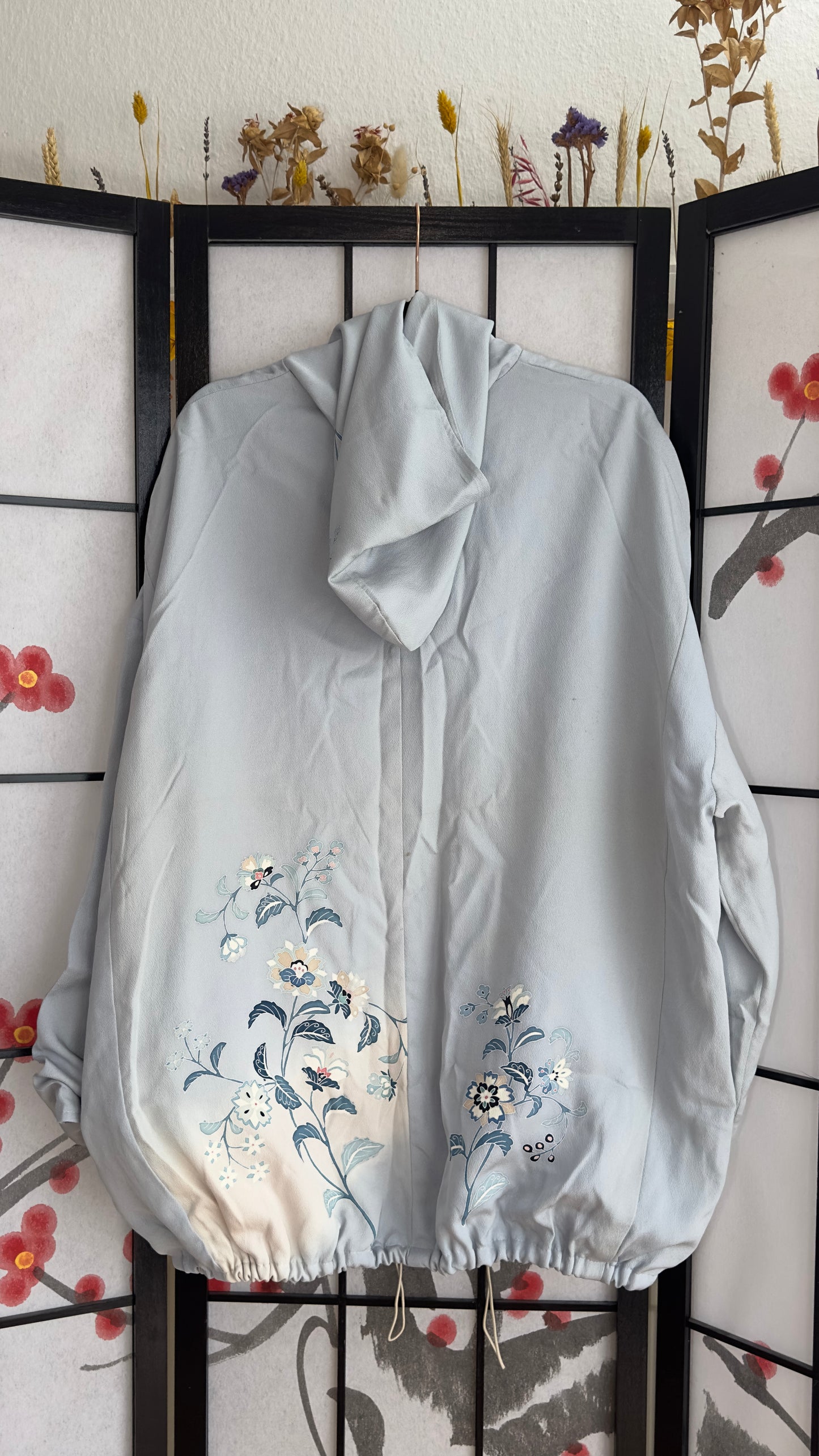 Upcycled Kimono Biwako Hoodie Blue