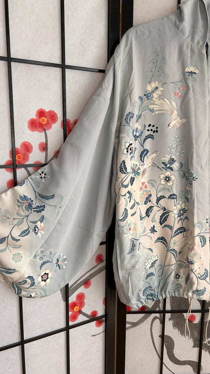 Upcycled Kimono Oversized Hoodie Blue