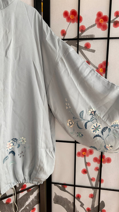 Upcycled Kimono Oversized Hoodie Blue