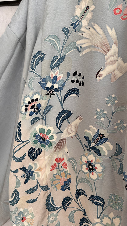 Upcycled Kimono Oversized Hoodie Blue
