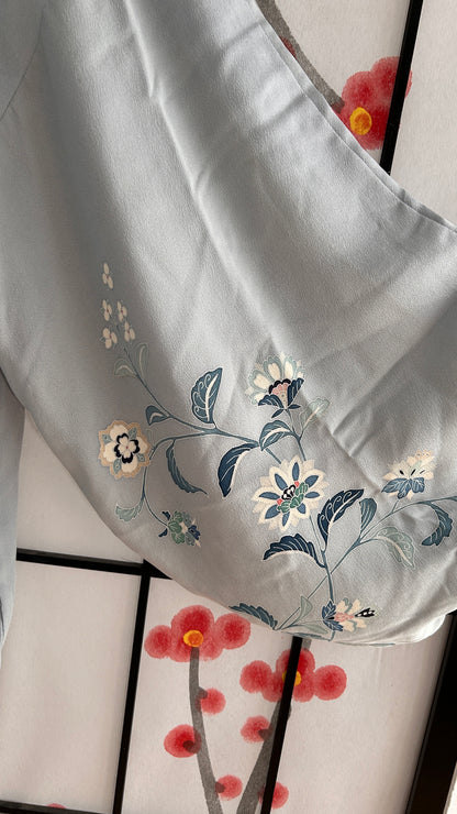 Upcycled Kimono Oversized Hoodie Blue