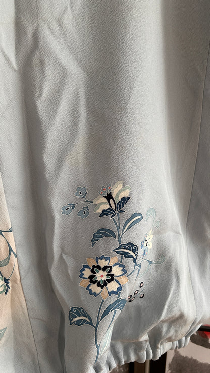 Upcycled Kimono Oversized Hoodie Blue