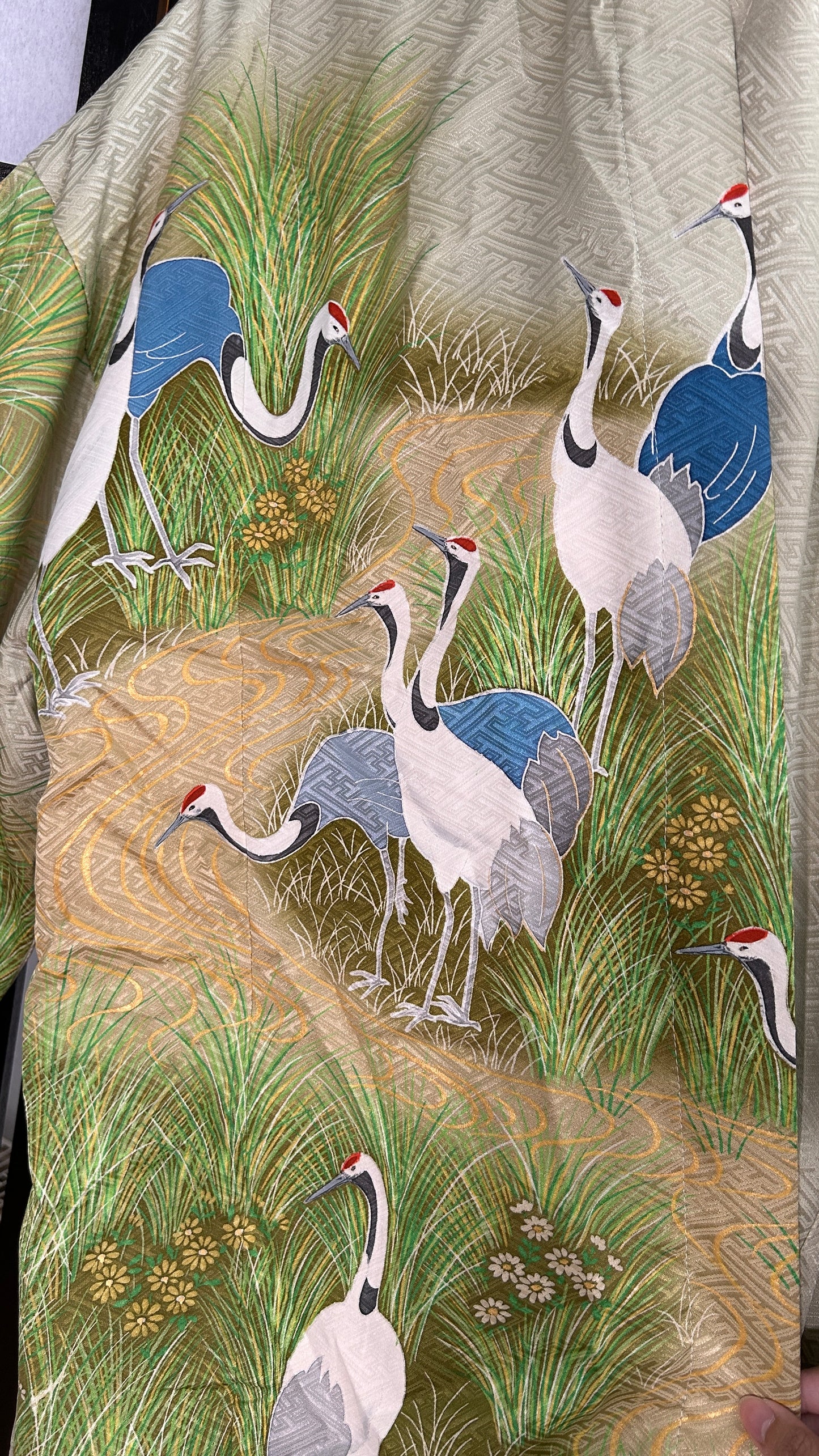 Upcycled Kimono Biwako Hoodie Green